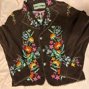 Miss Me brown flower embroidered jacket